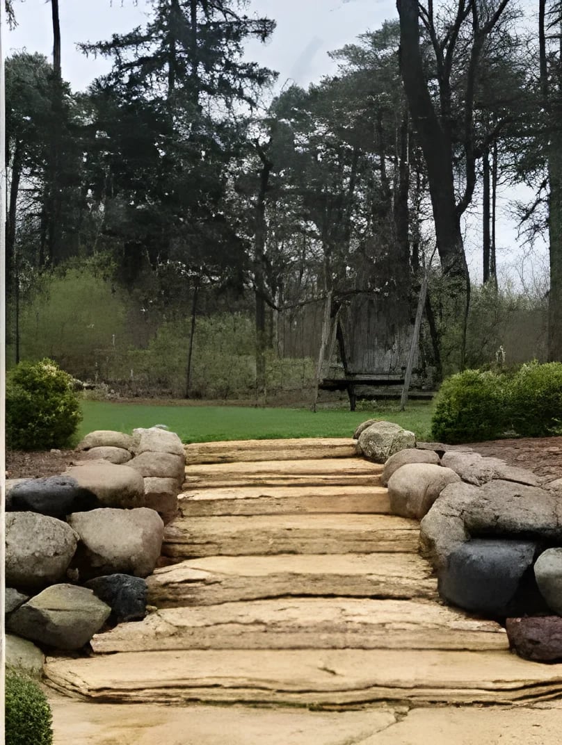 The same stone steps restored after WeatherX washing
